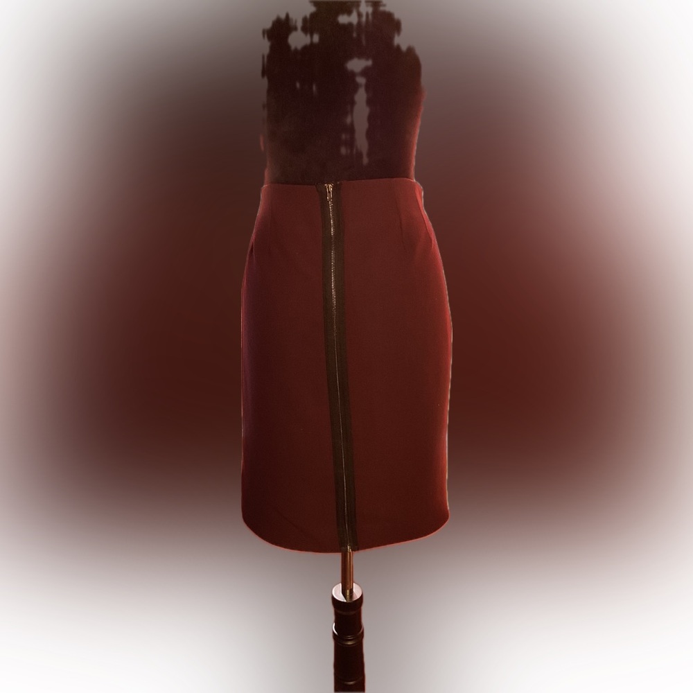 Stylish ELLEN TRACY skirt Size 8 maroon/cranberry and outside black back zipper.